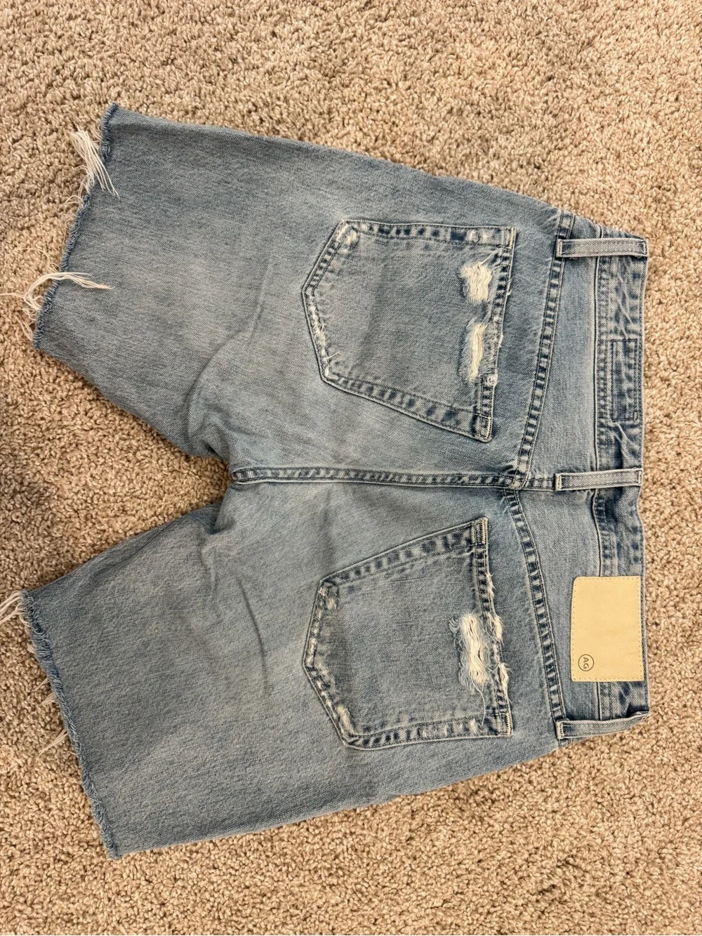 AG Adriano Goldschmied Light Blue Distressed Denim Shorts